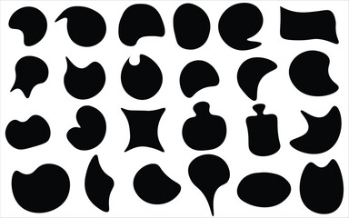 Abstract organic black shapes on white background  perfect for modern design elements, collage art, decorative visuals, scrapbooking, and playful digital compositions