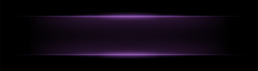 Rectangular neon frame with horizontal light edges and soft glow. Symmetrical bright border forming digital interface effect on dark background.
