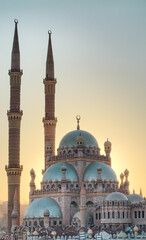 El mina masjid mosque standing tall during sunset in hurghada, egypt