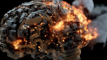 Exploration of a futuristic brain concept featuring advanced technology and circuitry with glowing elements - Powered by Adobe