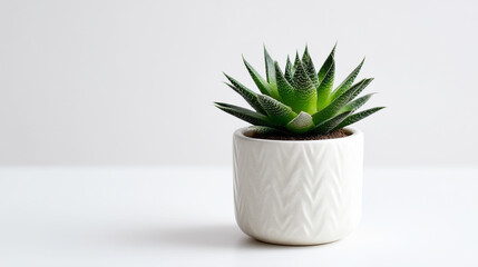 A photo of a potted succulent plant on a clean white background