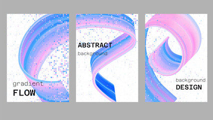 3d abstract dissolve pixel and pink color gradient poster design. Modern background with disintegration texture pattern and dynamic liquid brush paint stroke. Creative concept with ribbon motion