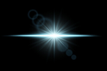 Intense bright flare burst with radial beams and lens reflection. Central explosion of light on dark background.