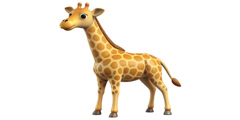 Fototapeta premium Cute cartoon giraffe standing and looking to the side with a friendly expression