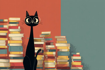 01.020.002.276.u8969375333 A librarian cat surrounded by tall stacks of book 0a29e48a-8581-4798-8ac9-a4012e55727e 2