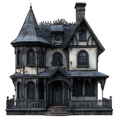 Haunted Victorian House: Spooky Mansion Illustration for Halloween