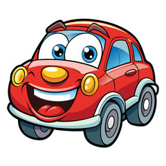 Cartoon red car with happy face