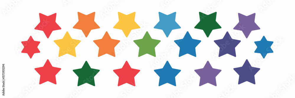 Poster colorful star vector icons in circular pattern on white background