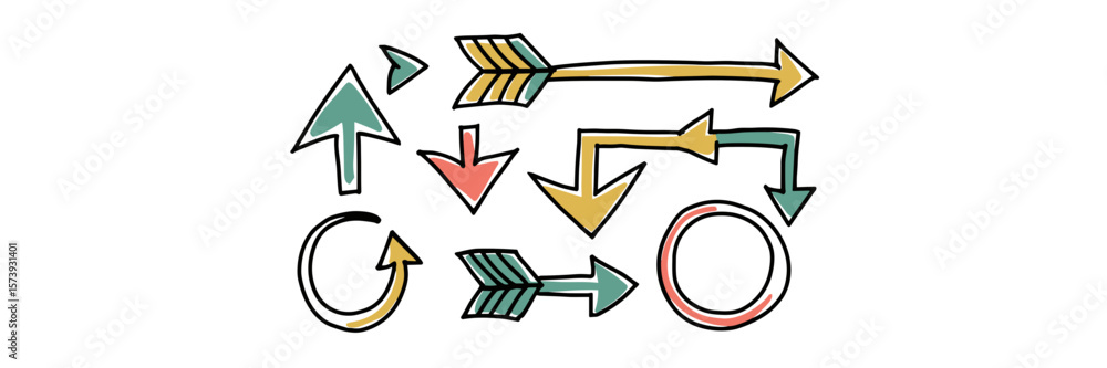 Poster infinite loop and directional arrows with circle tails – ideal for flowcharts, storytelling visuals,
