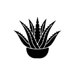 unique Aloe vera plant silhouette illustration isolated on white background