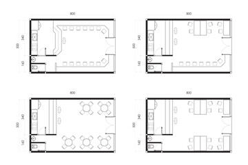 Cafe and Coffee Shop Floor Plans - Set of 4 Diverse Layouts. 17