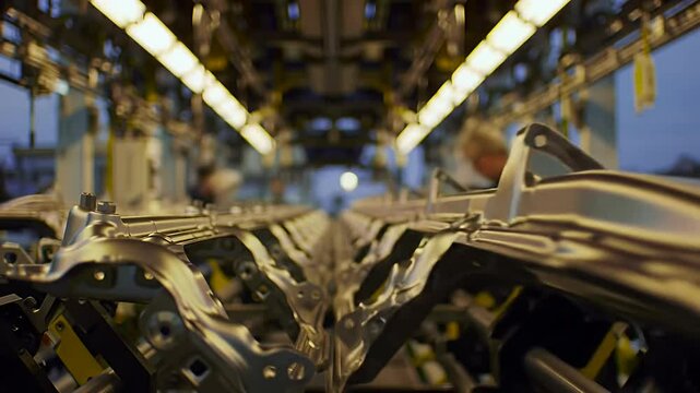 Metal fixtures line assembly in bright factory