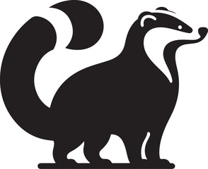 Minimal Black and White Badger Silhouette Vector Icon
