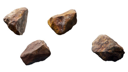 Collection of Irregularly Shaped Natural Rocks Displayed on a Transparent Background