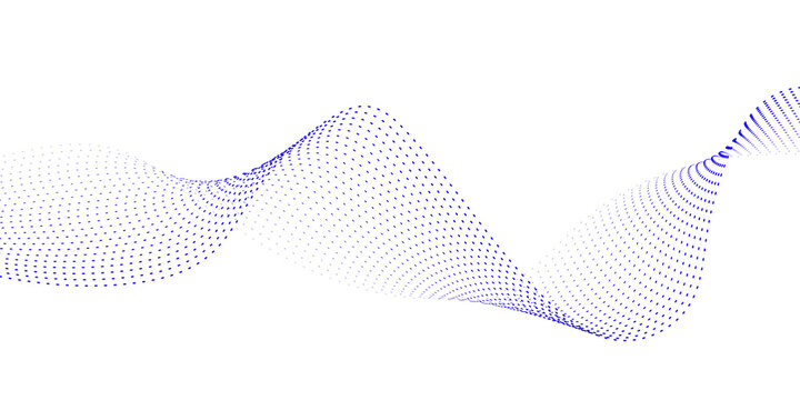 Abstract blue wave of dots on white