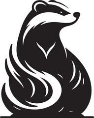 Minimal Black and White Badger Silhouette Vector Icon © AB Basir