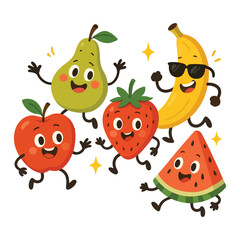  Lively Dancing Summer Fruit Characters - Cheerful And Playful Vector Design