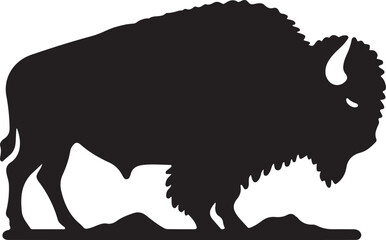 Minimal Black Bison Silhouette Vector Icon