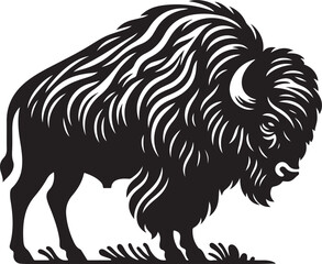Minimal Black Bison Silhouette Vector Icon
