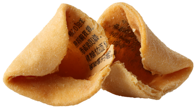 Fortune Cookie with Chinese Text, isolated on transparent background