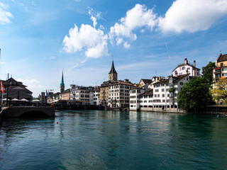 View to the river and city of Zurich