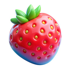 3d stylized strawberry isolated on transparent background