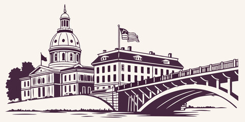 Government Building Vector Illustration