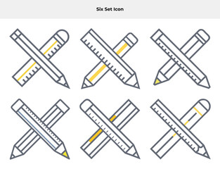 Obraz premium Six set icon Six crossed pencil and ruler icons symbolizing design and measurement tools