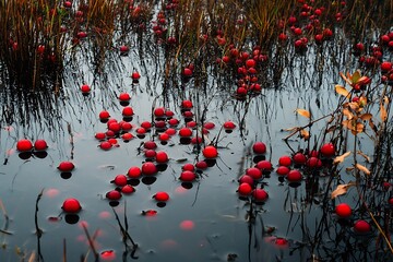 Fototapeta premium red berries in pond