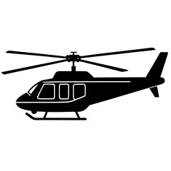 Helicopter Silhouette – Black Vector of Aircraft in Flight