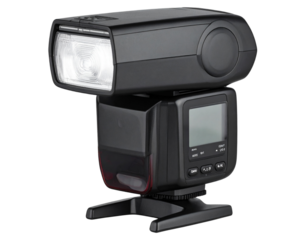  Professional Camera Speedlight Flash Unit with Tilt Head, Isolated on Transparent Background