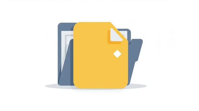 Digital illustration of a blue folder with documents being opened, showcasing organization and efficiency