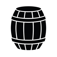 Wooden Barrel Black Silhouette Vector Art