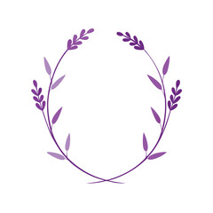 Lavender stem floral frame silhouette for rustic wedding invites and natural compositions