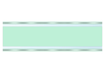Green Rectangle Text Frame with Glass and Shiny Silver Accent, Isolated on White Background