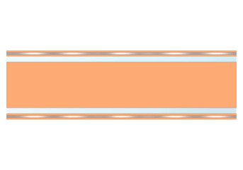 Orange Rectangle Text Frame with Glass and Shiny Silver Accent, Isolated on White Background