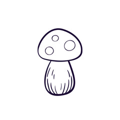 A mushroom, a botanical coloring, a single isolated element in doodle style.