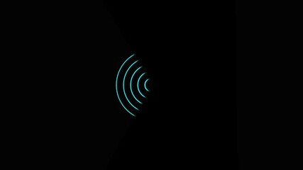 Animation of circular electric wave spreading with transparent channel. Radio Waves in Circle Form, Radio wave signal animated background.