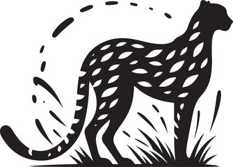 Minimal Black Cheetah Silhouette Vector Icon