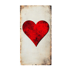 Vintage Red Heart: Grunge Texture Playing Card Design