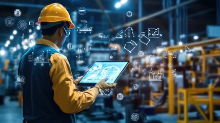Industrial worker using digital twin technology for monitoring and control systems