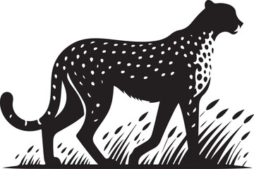 Minimal Black Cheetah Silhouette Vector Icon