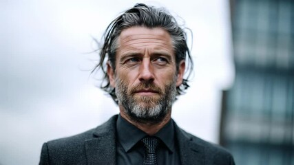 Stylish man stands confidently in urban setting