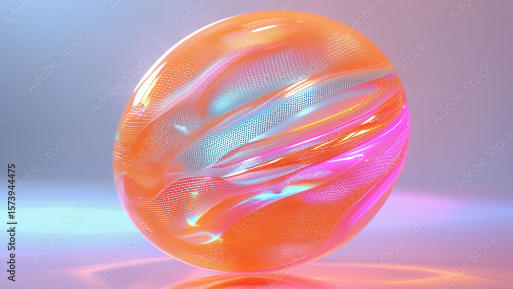 Fototapete abstract sphere iridescent orb glowing ball colorful design gradient background modern art rendering