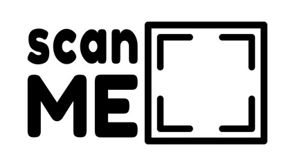 Square QR code scanning label. QR code scanning line icon. Scan Me text next to it. Vector illustration