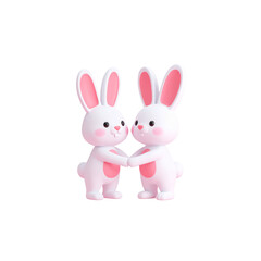 
Cute cartoon white bunny illustration with pink ribbon and red heart for Easter

Isolated white