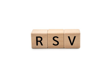 RSV, Respiratory Syncytial Virus, Abbreviation on Wooden Blocks isolated on white background with...