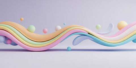 Vagues et sphères pastel 3D
