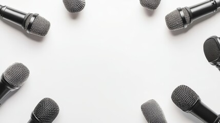 Close-Up View of Microphones Arranged in a Circular Pattern