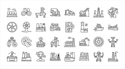 Vector illustrations of key industrial sectors like aerospace, ship construction, and resource extraction.

